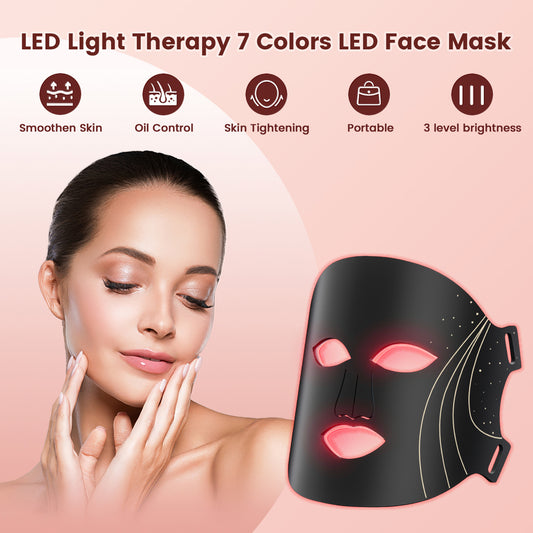 LED therapy mask for Face, 4 Wavelength Color LED Face Mask, Portable Infrared Red Light Facial Mask with Remote and Timing for Skin Care at Home Travel, Gift Box Package, Black